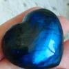 Labradorite hearts with an intense blue sparkle