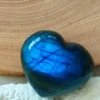 Labradorite hearts with an intense blue sparkle
