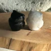 Owls in Obsidian and Howlite. Natural