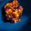 Stone owls with UV flame effect and translucent opaline