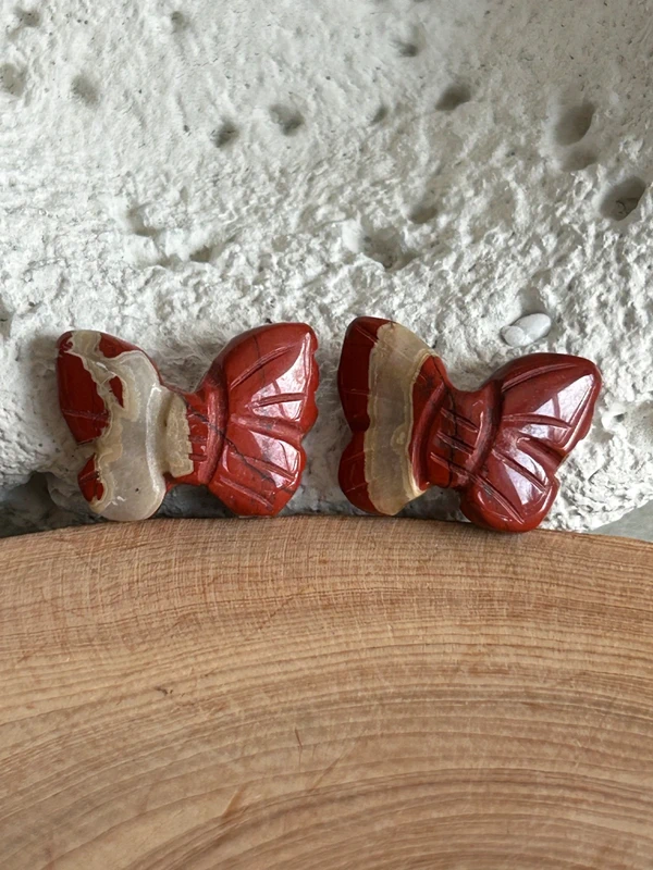 Natural red jasper butterflies