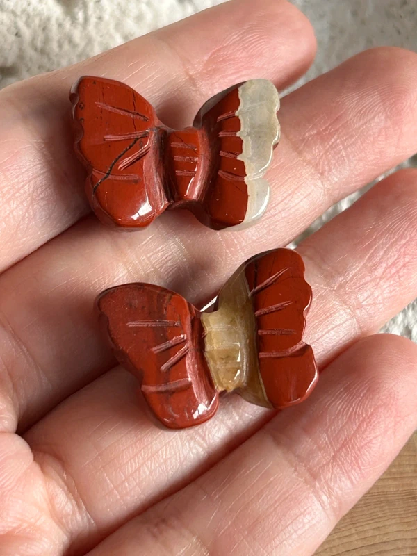 Natural red jasper butterflies