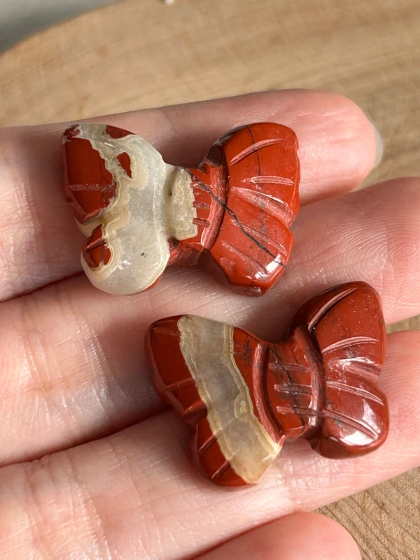 Natural red jasper butterflies