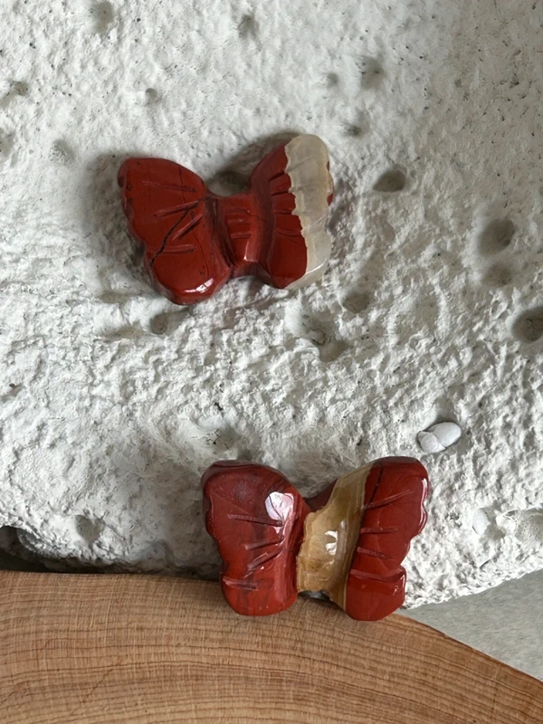 Natural red jasper butterflies