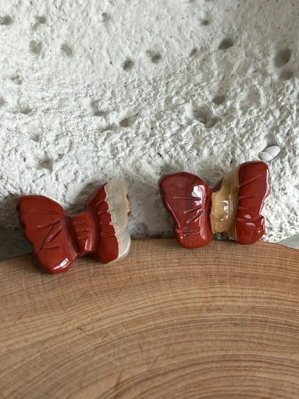 Natural red jasper butterflies