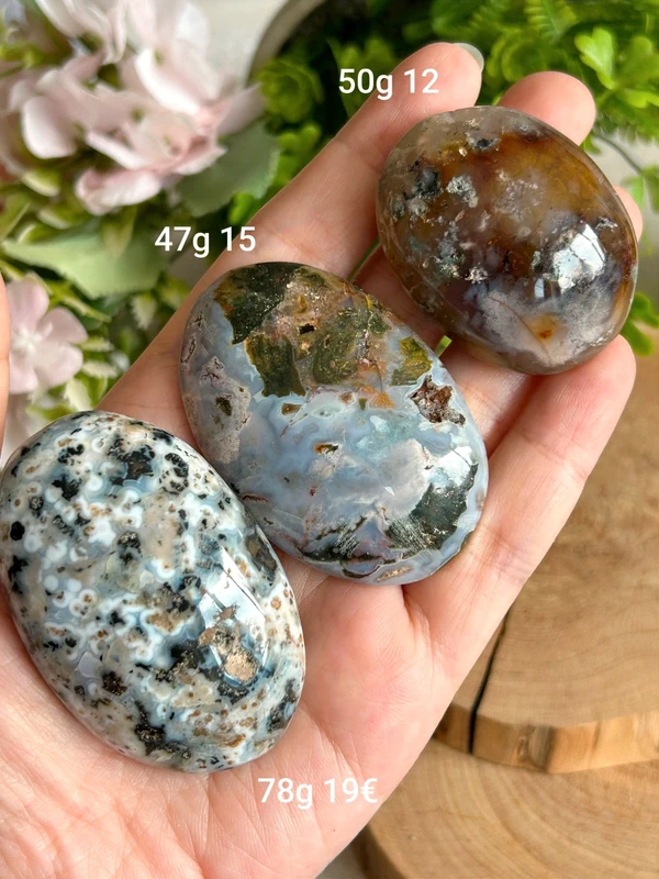 Piedras de palma en cristal de jaspe oceánico