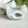 White agate moon • Natural crystalline cavity