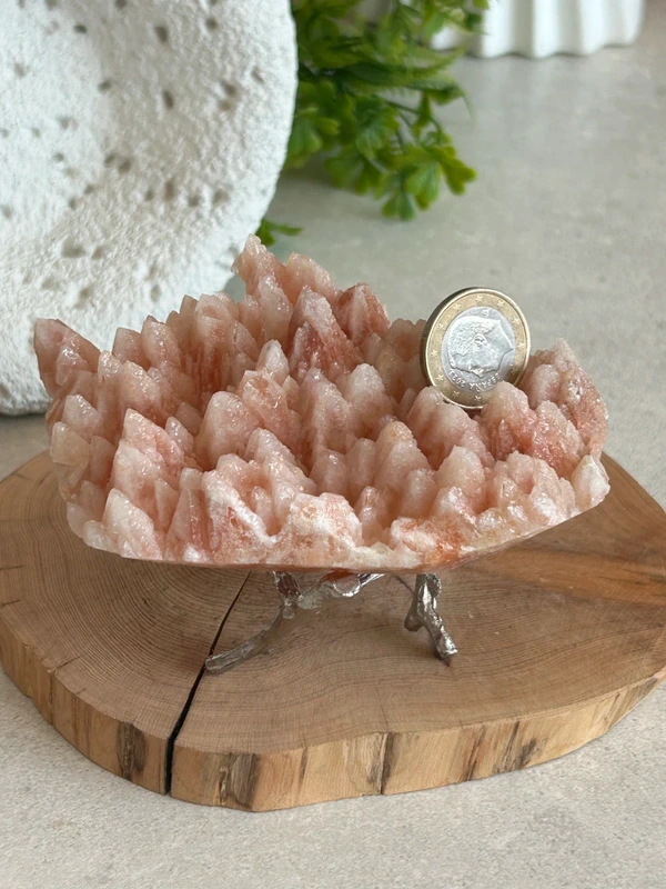 Pink calcite druse • Natural crystal