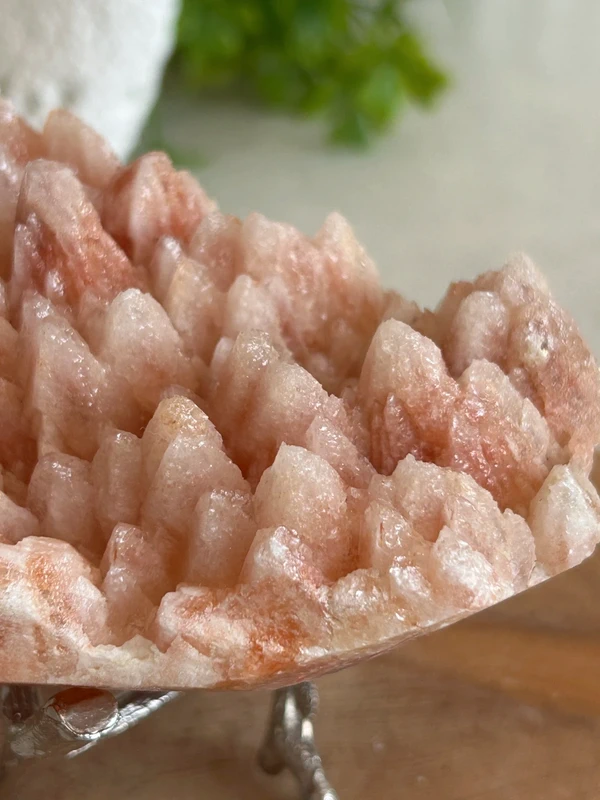 Pink calcite druse • Natural crystal