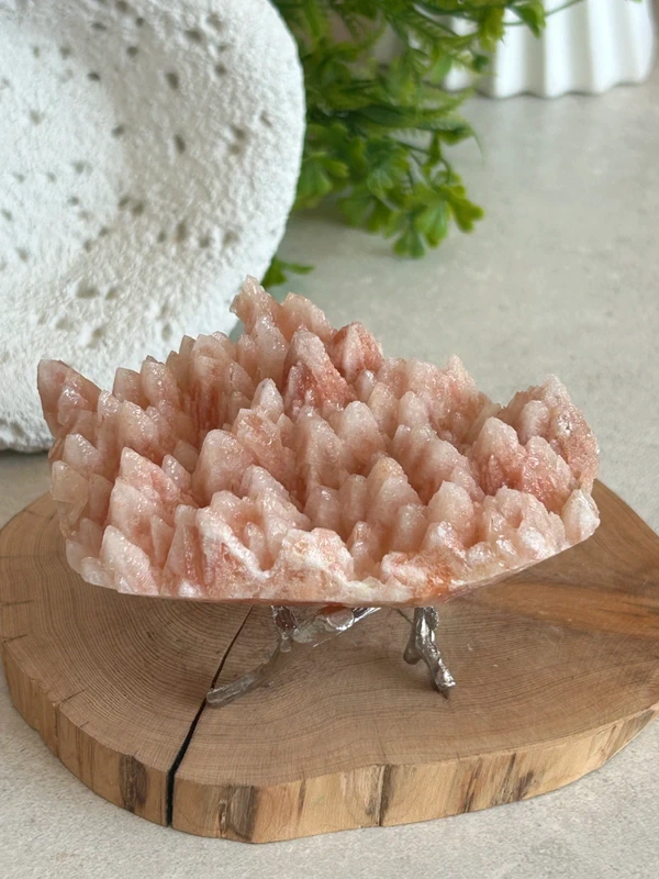 Pink calcite druse • Natural crystal
