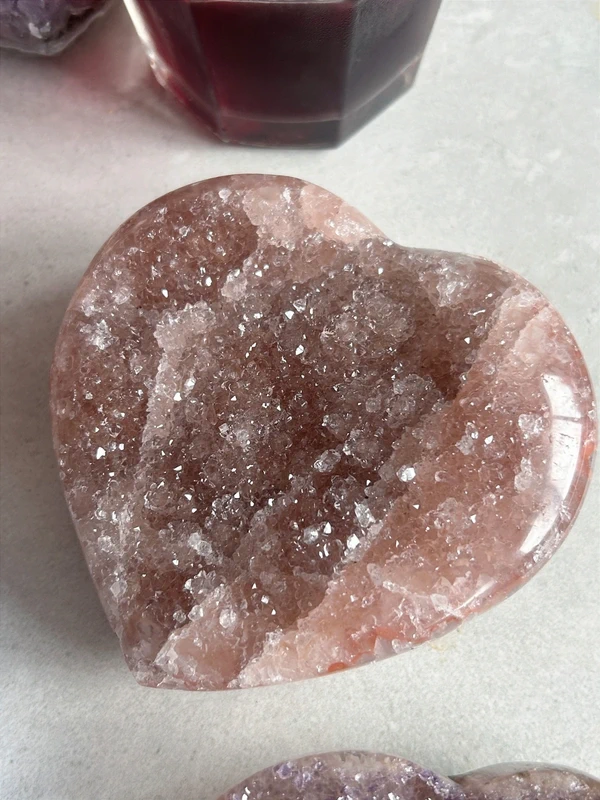 Corazón de cuarzo rosa • brillo tipo gema