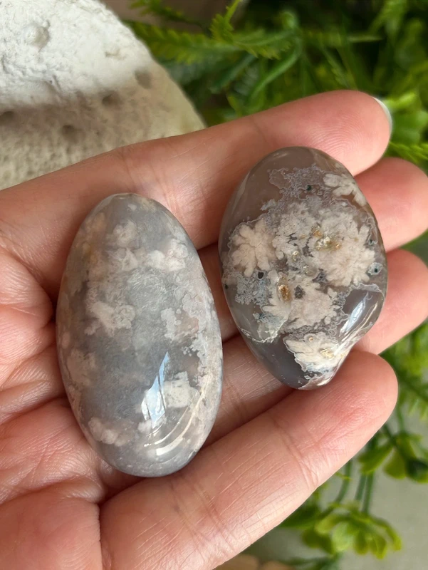 Natural Sakura Flower Agates • Blue-gray hue
