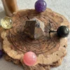 Lightning-Struck Wood / Sun-Moon-Zodiac Astrological Board / Crystal Display Stand