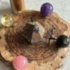 Lightning-Struck Wood / Sun-Moon-Zodiac Astrological Board / Crystal Display Stand