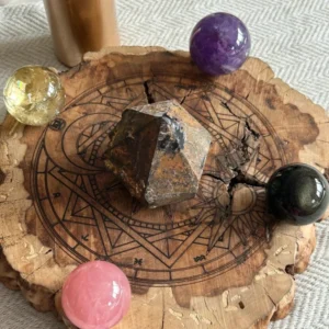 Madera de Rayo / Tabla Astrológica Sol Luna Zodiaco / Base para cristales