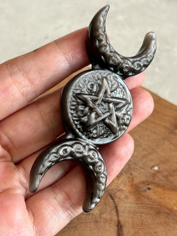 Obsidiana plateada natural Triple Moon