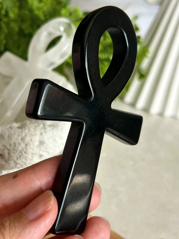 Natural obsidian ankh 🖤 protection