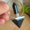 Natural obsidian double-pointed pendant 🖤