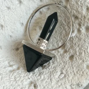 Colgante péndulo de obsidiana natural 🖤 doble punta