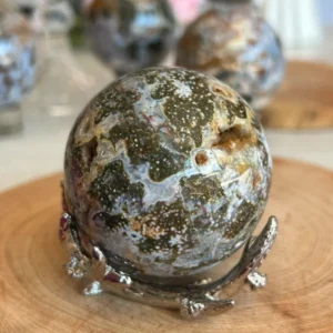 Natural Ocean Jasper Sphere – Fish Egg Pattern