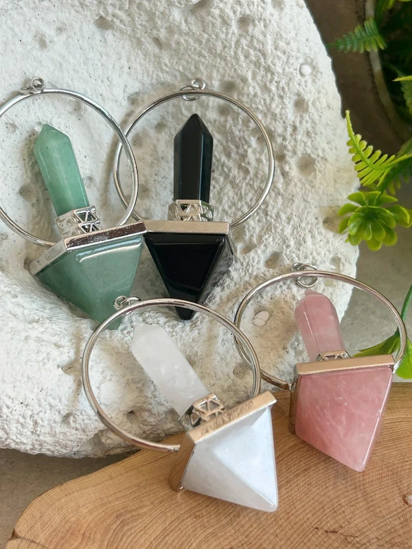 Natural rose quartz pendulum - double-ended