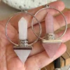 Natural rose quartz pendulum - double-ended