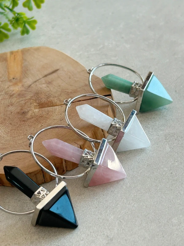 Natural rose quartz pendulum - double-ended