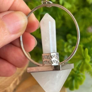 Péndulo de cuarzo blanco natural 🤍 doble punta