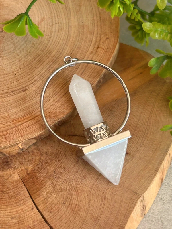Péndulo de cuarzo blanco natural 🤍 doble punta