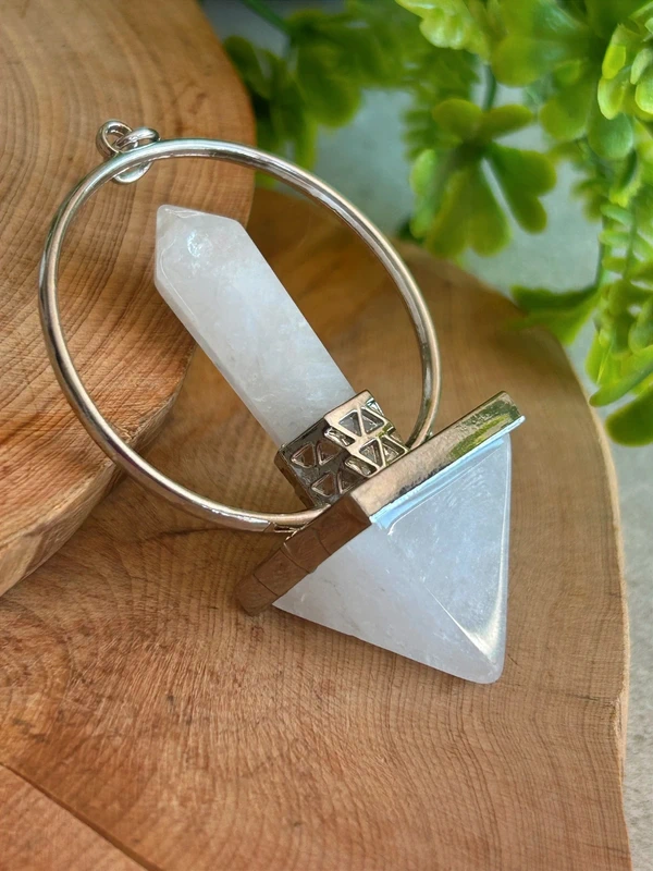 Péndulo de cuarzo blanco natural 🤍 doble punta