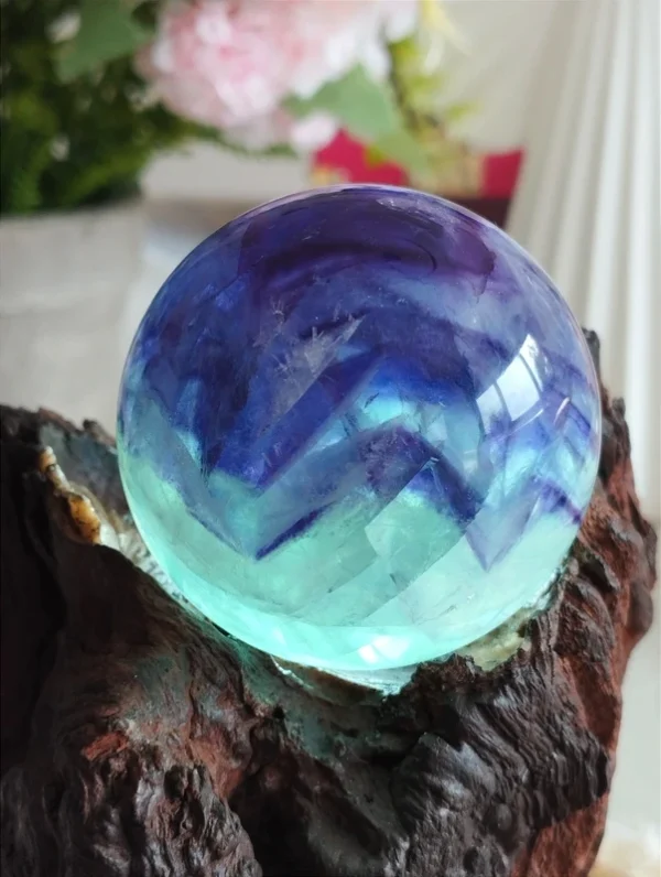 Fluorita esfera 💜💚 cristal natural