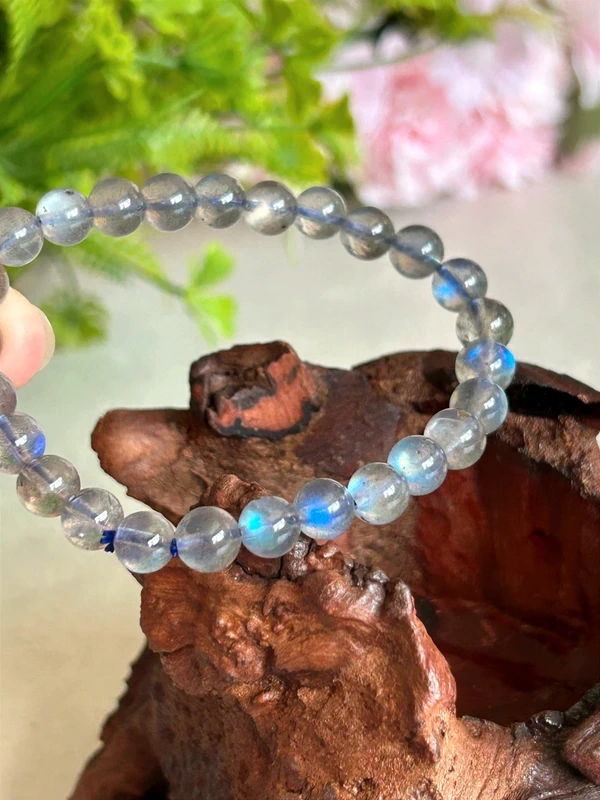 Pulsera de piedra luna azul natural