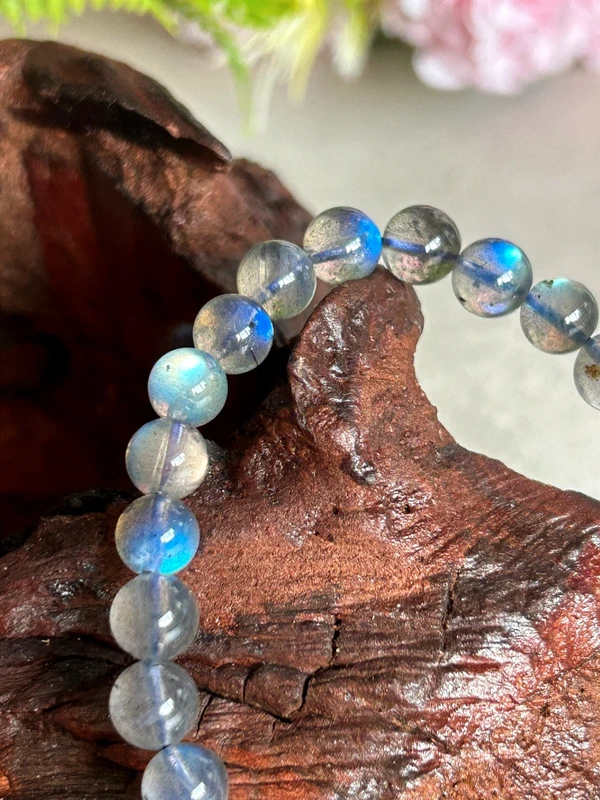 Pulsera de piedra luna azul natural