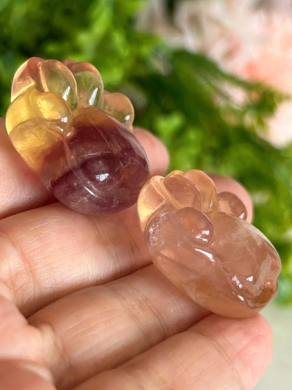 Patita de mascota de fluorita cristal natural