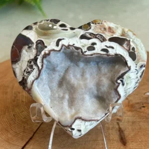 Money Agate natural · corazón con cavidad geoda