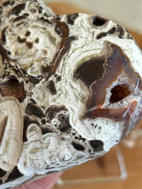 Natural Money Agate · Heart with geode cavity