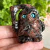 Búho guardián · Zoisita verde / Mahogany Obsidian
