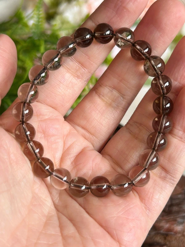 Pulsera de cuarzo ahumado natural cristal