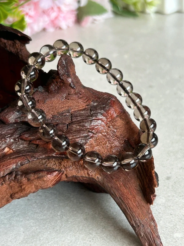 Pulsera de cuarzo ahumado natural cristal