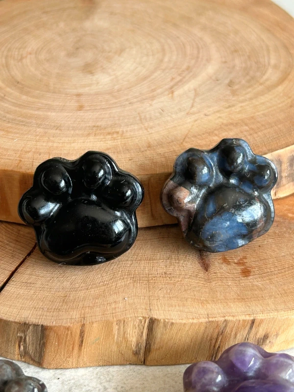 Patita de mascota de obsidiana natural