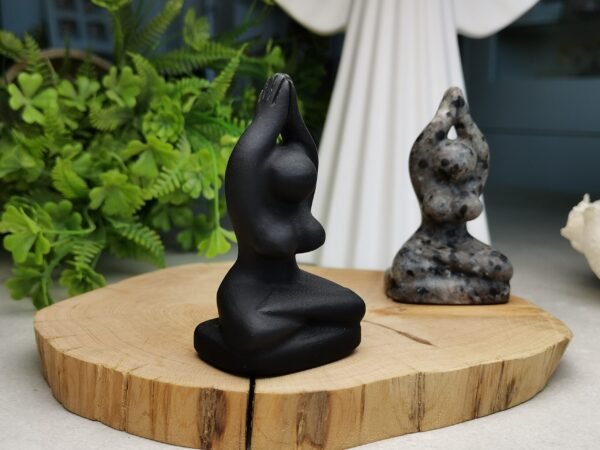 Piedra de fuego figura de yoga / Obsidiana - natural