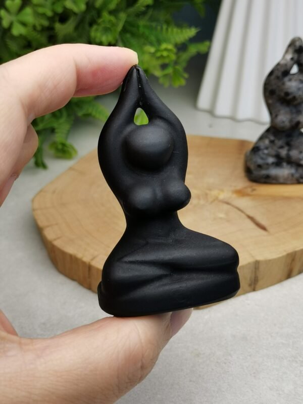 Piedra de fuego figura de yoga / Obsidiana - natural