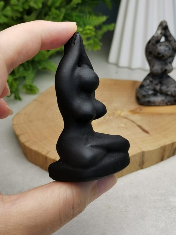 Piedra de fuego figura de yoga / Obsidiana - natural