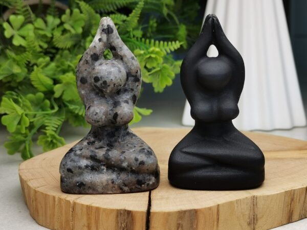 Piedra de fuego figura de yoga / Obsidiana - natural