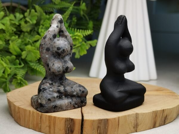 Piedra de fuego figura de yoga / Obsidiana - natural