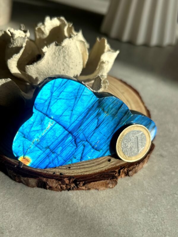 Natural cloud labradorite with intense blue reflection