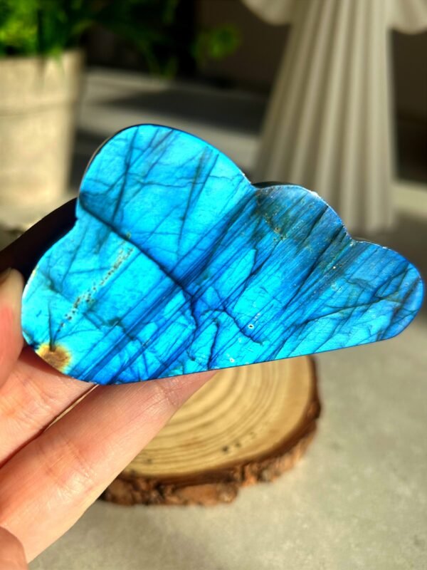 Natural cloud labradorite with intense blue reflection
