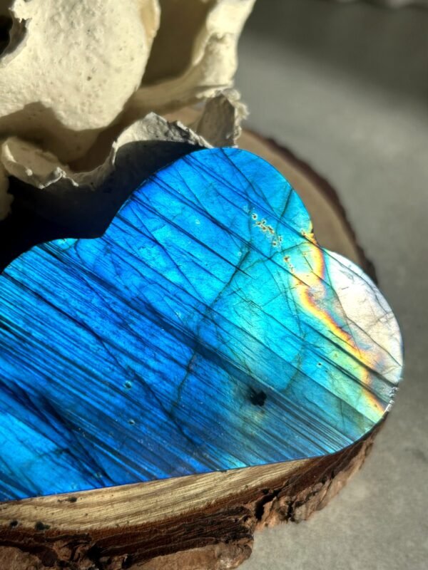 Natural cloud labradorite with intense blue reflection