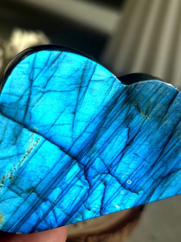 Natural cloud labradorite with intense blue reflection