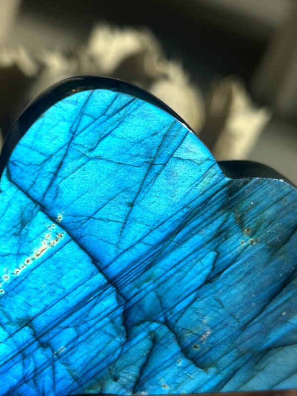 Natural cloud labradorite with intense blue reflection